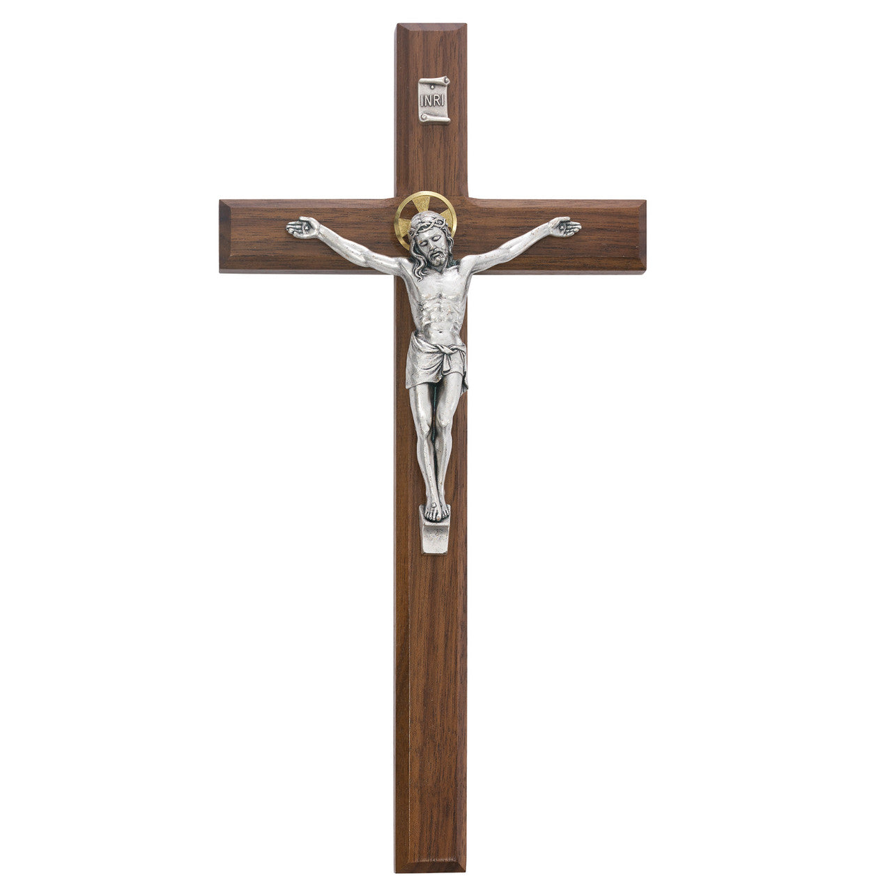 12" WALNUT BEVELED CRUCIFIX