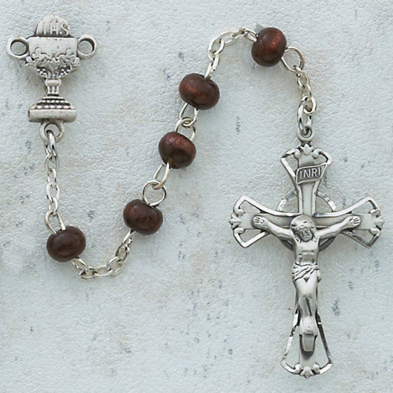 BROWN WOOD COMMUNION ROSARY C7RB