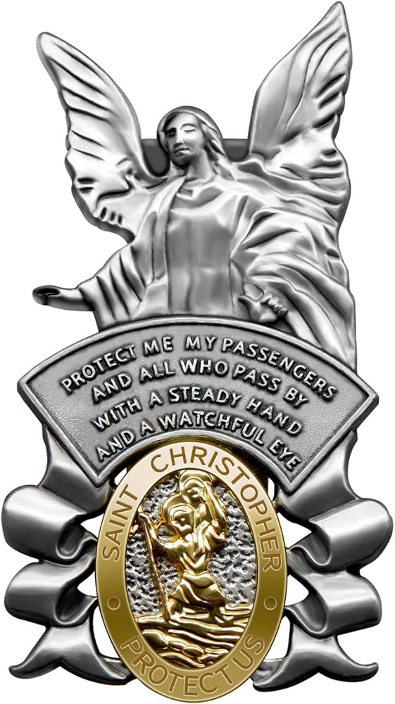 St Christopher Medal Car Saint Christopher Visor Clip Guardian Angel Visor Accessories for Teens, Parent, Family, Friend, New and Old Driver