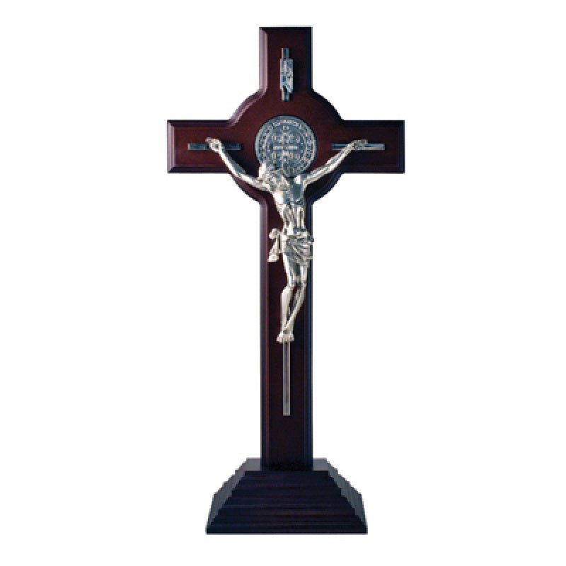 CRUCIFIX ST BENEDICT WITH BASE; 15" Inches Tall