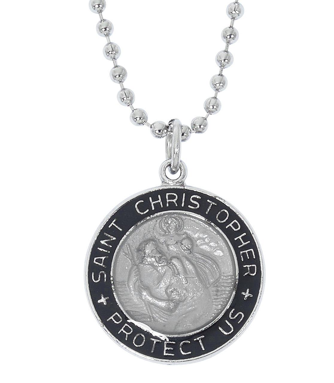 RC794 Black & Gray St. Christopher Necklace EPOXY