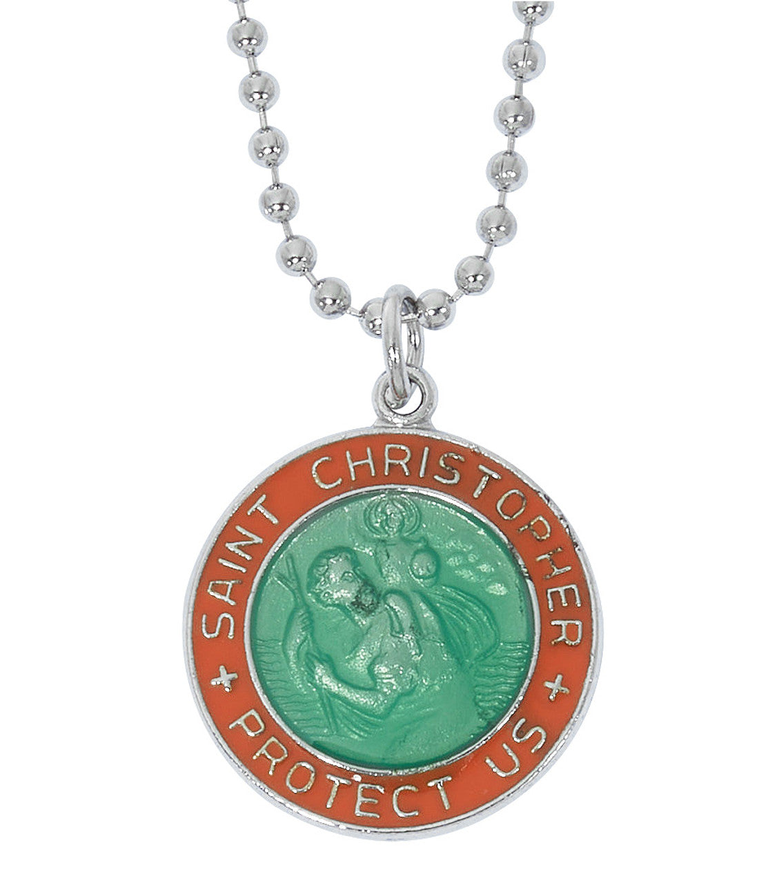RC799 Orange & Green ST. Christopher Necklace EPOXY