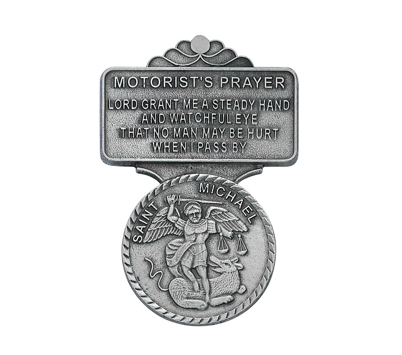 PEWTER ST. MICHAEL MOTRORIST VISOR CLIP
