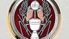 Beautiful Silver Toned Red Holy Communion Pyx Enameled. Made in Italy.