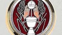 Beautiful Silver Toned Red Holy Communion Pyx Enameled. Made in Italy.