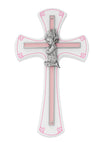Praying Girl Cross on White Wood 73-11