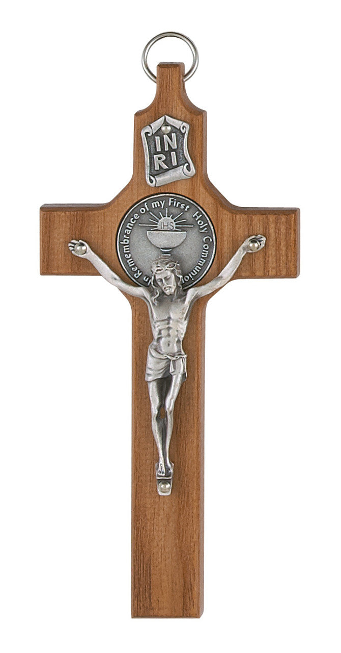 6" WALNUT First COMMUNION CRUCIFIX