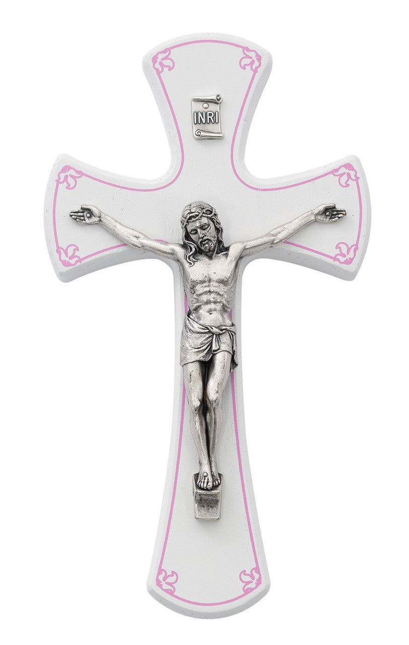 7" WHITE/SILVER CRUCIFIX/PINK