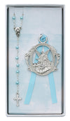 Guardian Angel BLUE ROSARY & CRIB MEDAL Gift Set