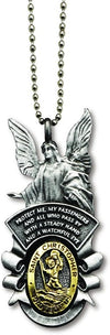 St Christopher Guardian Angel Auto Rear View Mirror Silver & Gold Ornament