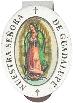 pewter Our Lady of Guadalupe enameled visor clip