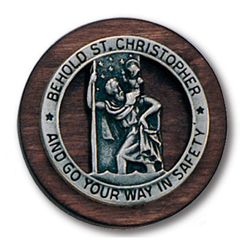 Wood and Pewter Saint Christopher Visor Clip