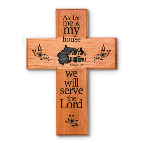 As For Me & My House We Will Serve The Lord Mahogany Wood Wall Cross