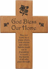 8in God Bless Our Home Mahogany Wood Wall Cross CXG1156GB