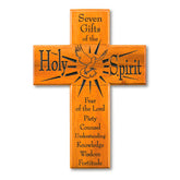 8in Seven Gifts Mahogany Wood Wall Cross