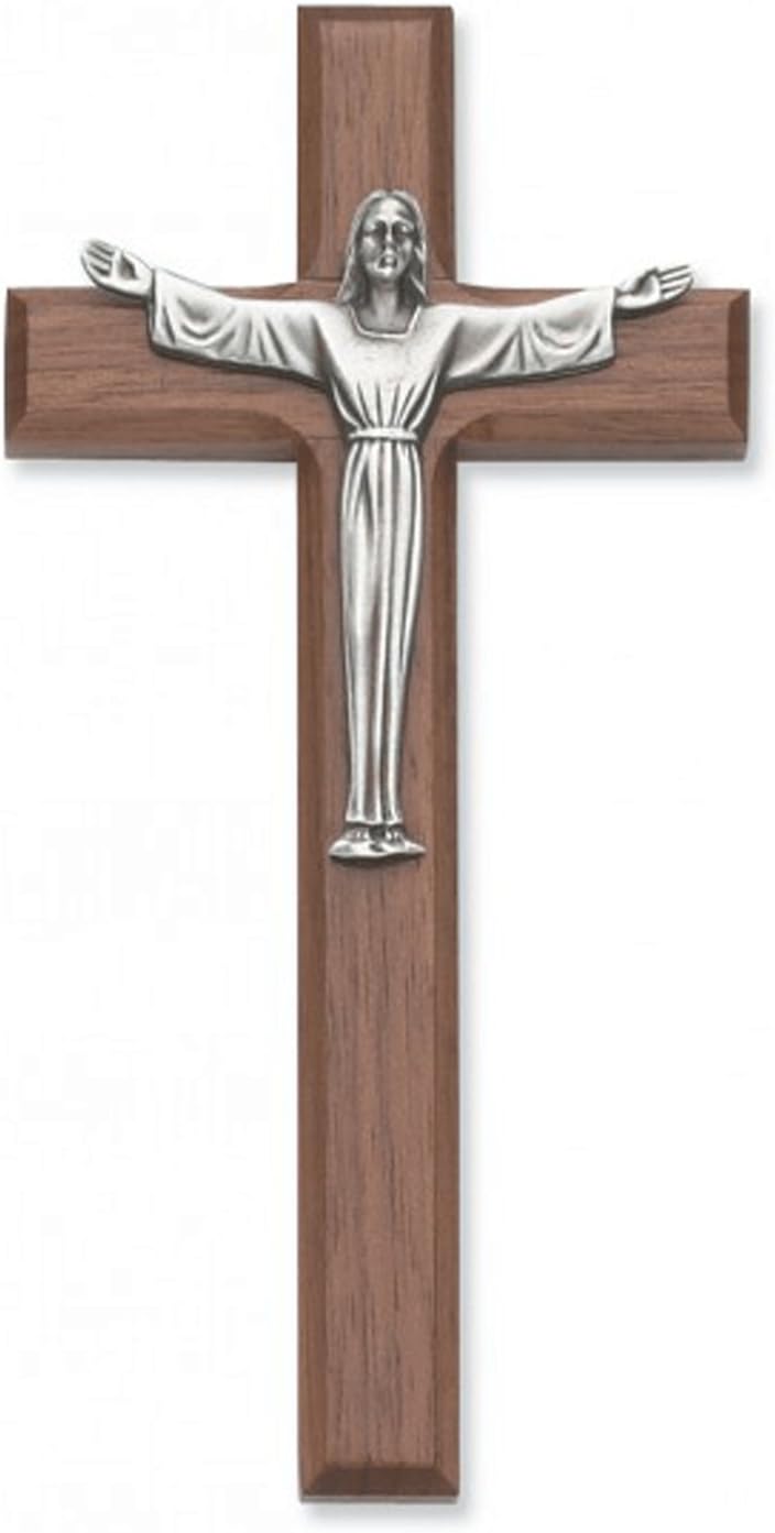 7" Walnut Risen Crucifix -