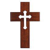 Mahogany Wood 10in Wall Cross with Cut-Out Cross