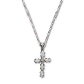 Opal Cross Pendant Necklace, Sterling Silver, 18 Inches