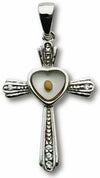 Sterling silver Cross Crucifix With Mustard Seed Stone With Cubic Zirconia Necklace