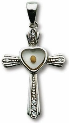 Sterling silver Cross Crucifix With Mustard Seed Stone With Cubic Zirconia Necklace