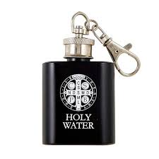 St. Benedict Stainless Steel Holy Water Bottle Key Chain G4258