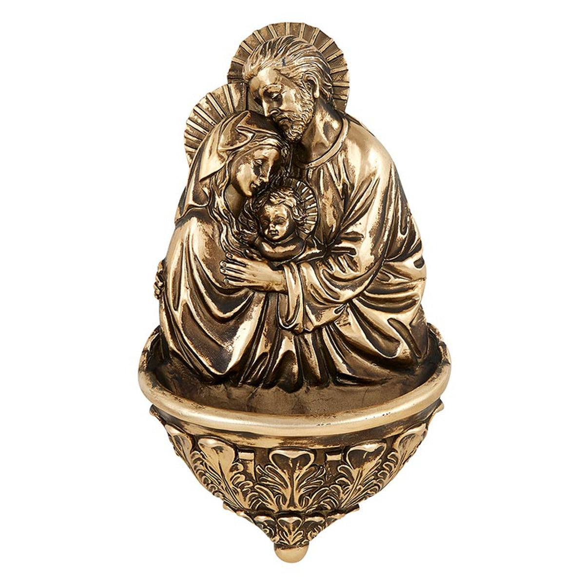 hand Crafted Holy Family Bronze Finish Holy Water Font