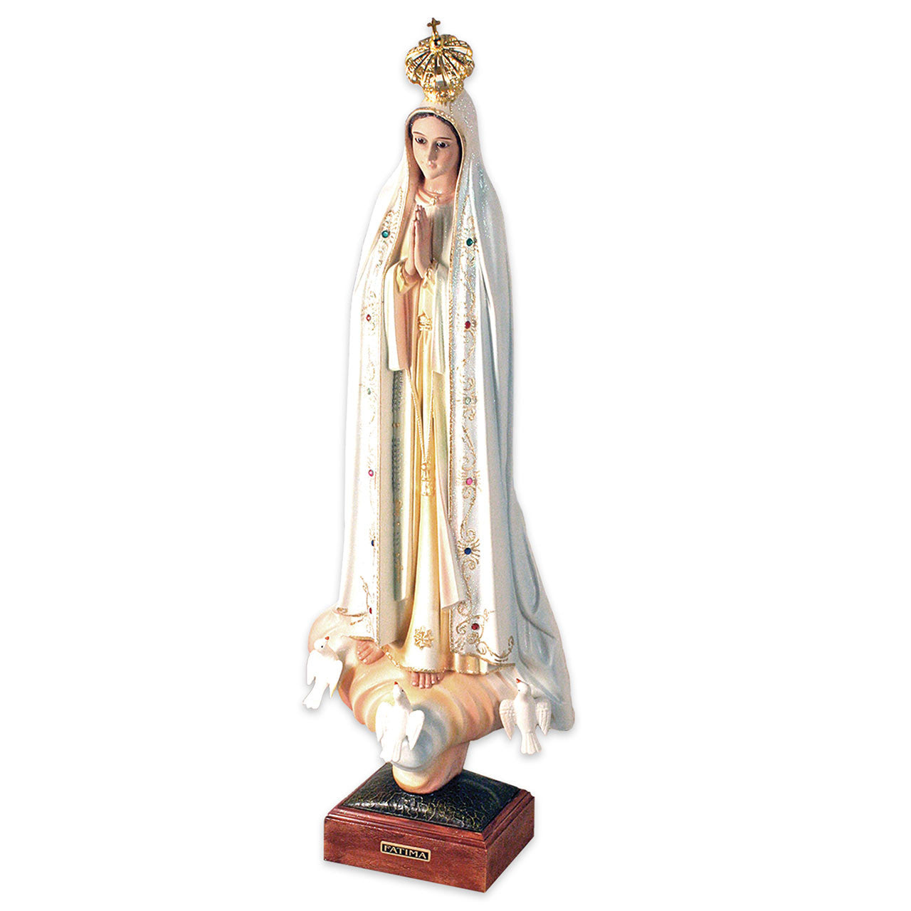 24 Glass Eyes Our Lady of Fatima Statue Made in Portugal