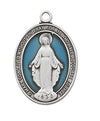 1" Sterling Silver Blue Miraculous Medal. Medal