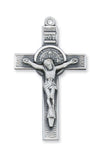STERLING SILVER ST. BENEDICT CRUCIFIX WITH 24" STAINLESS STEEL CHAIN.