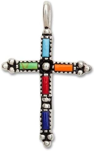Sterling Silver Gemstone Cross Necklace MC2050