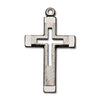 Sterling Silver Cross with Cross Cut-out center on 24″ heavy weight, Stainless Steel chain