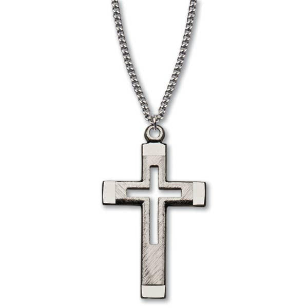 Sterling Silver Cross Necklace, 1″ on a 24'' inches chain