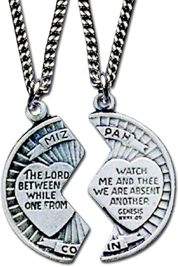 Mizpah Necklace Set Sweetheart Gift Lord Watch Between Me and Thee Mizpah With Gift Box