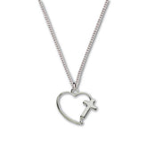 Sterling Silver Heart/Cross Necklace, ¼”