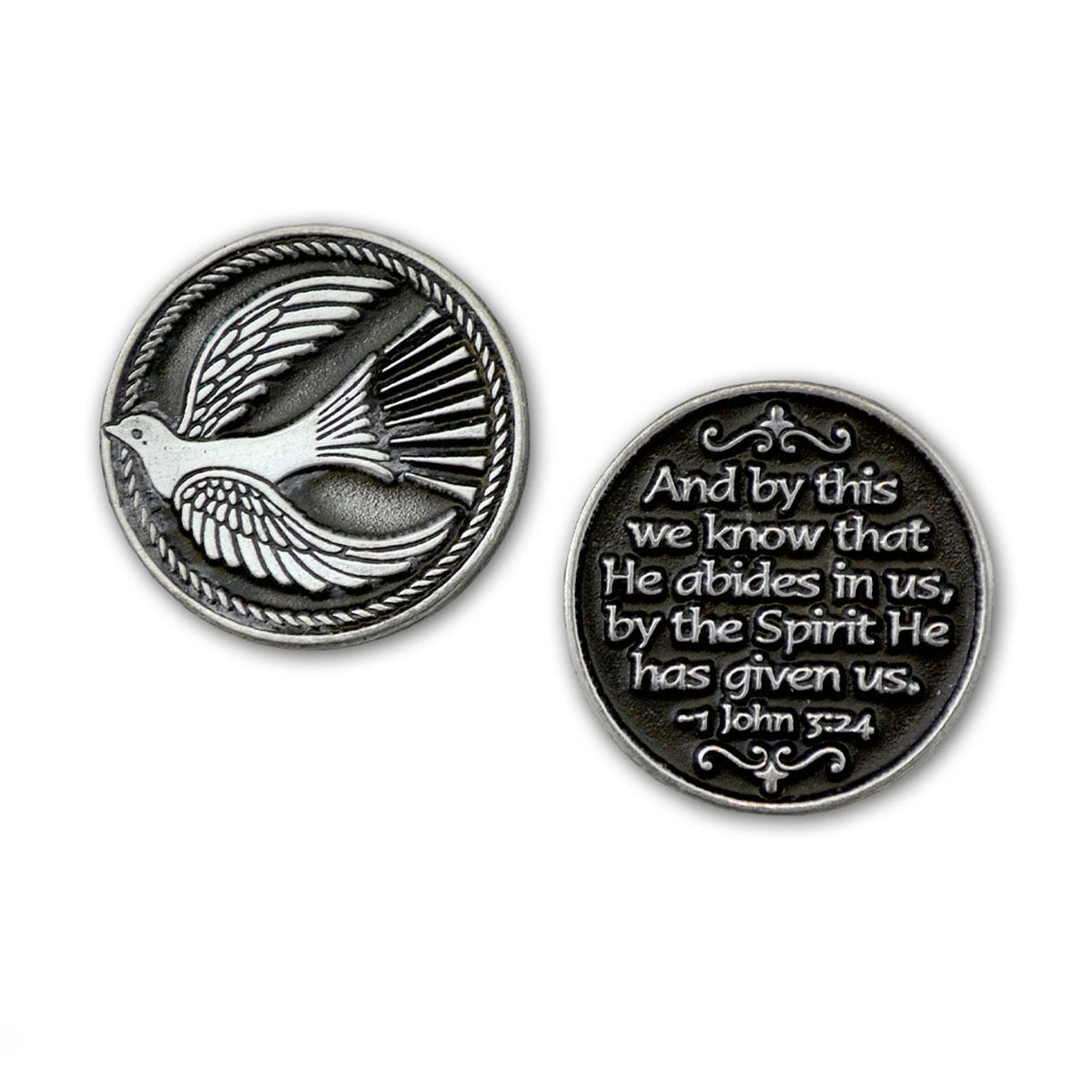 Handmade Pewter Holy Spirit Pocket Token for Confirmation Set of 12