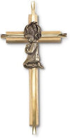 7'' inches Girls Wood With Gold Plated Brass Inlay Cross
