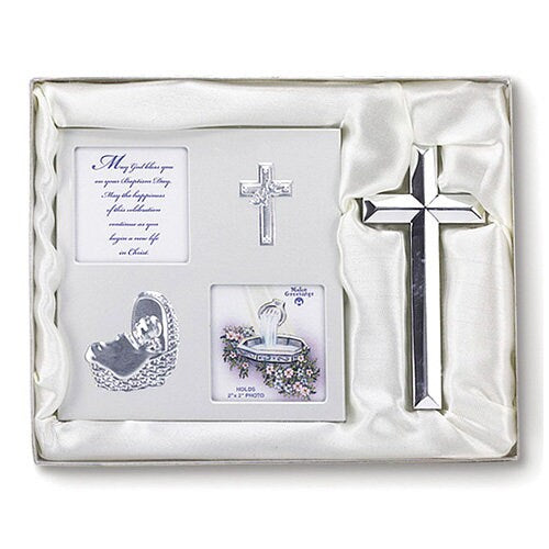 Baptism Picture Frame and Cross Gift Set N-1982