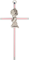 Praying Little Girl Pink 6 Inch Metal Hanging Wall Cross N2029G