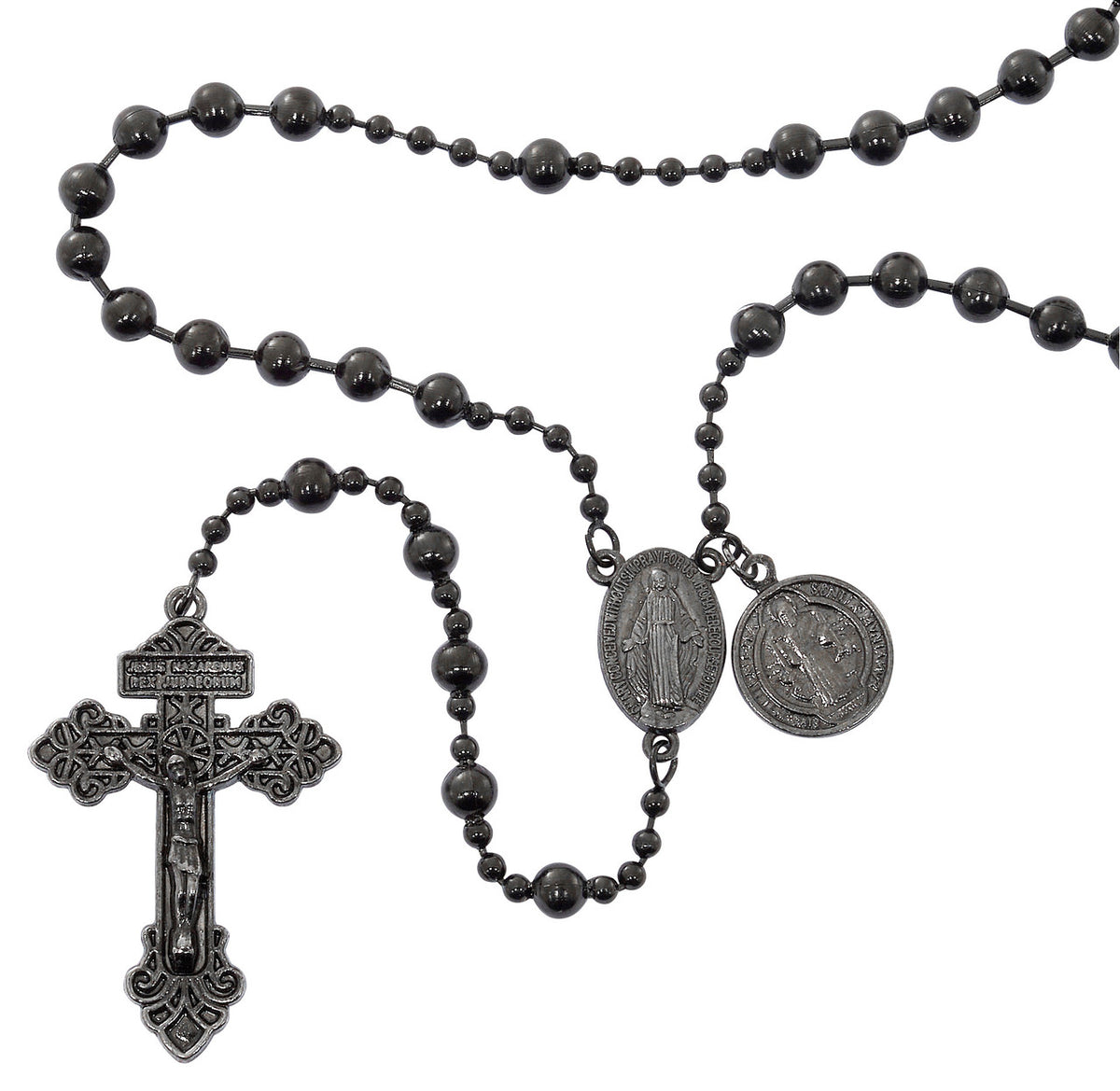 BLACK Medal Plated ST. BENEDICT ROSARY