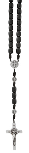 LARGE BLACK WOOD ST. BENEDICT ROSARY