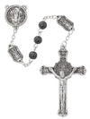 6MM HEMATITE ST. BENEDICT ROSARY WITH ZINC CRUCIFIX,