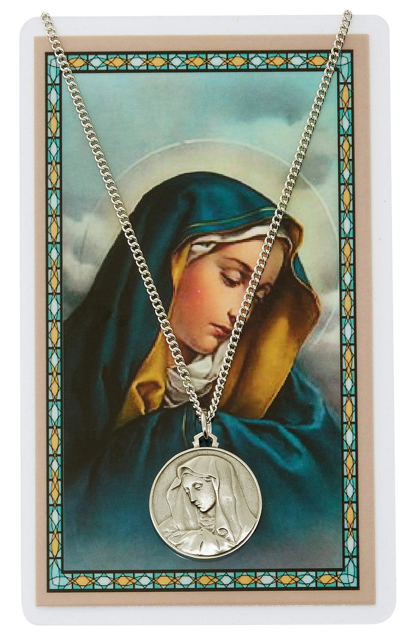 OUR. LADY. OF SORROWS PENDANT & PRAYER CARD SET ON 18" INCHES CHAIN