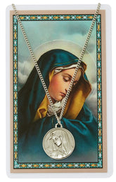 OUR. LADY. OF SORROWS PENDANT & PRAYER CARD SET ON 18" INCHES CHAIN