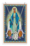 MIRACULOUS MEDAL PRAYER CARD SET INCLUDES 18" SILVERTONE CHAIN