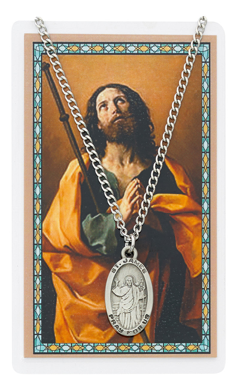 ST JAMES PRAYER CARD SET INCLUDES 24" SILVERTONE CHAIN