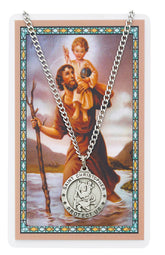ST CHRISTOPHER PRAYER CARD SET INCLUDES 24" SILVERTONE CHAIN