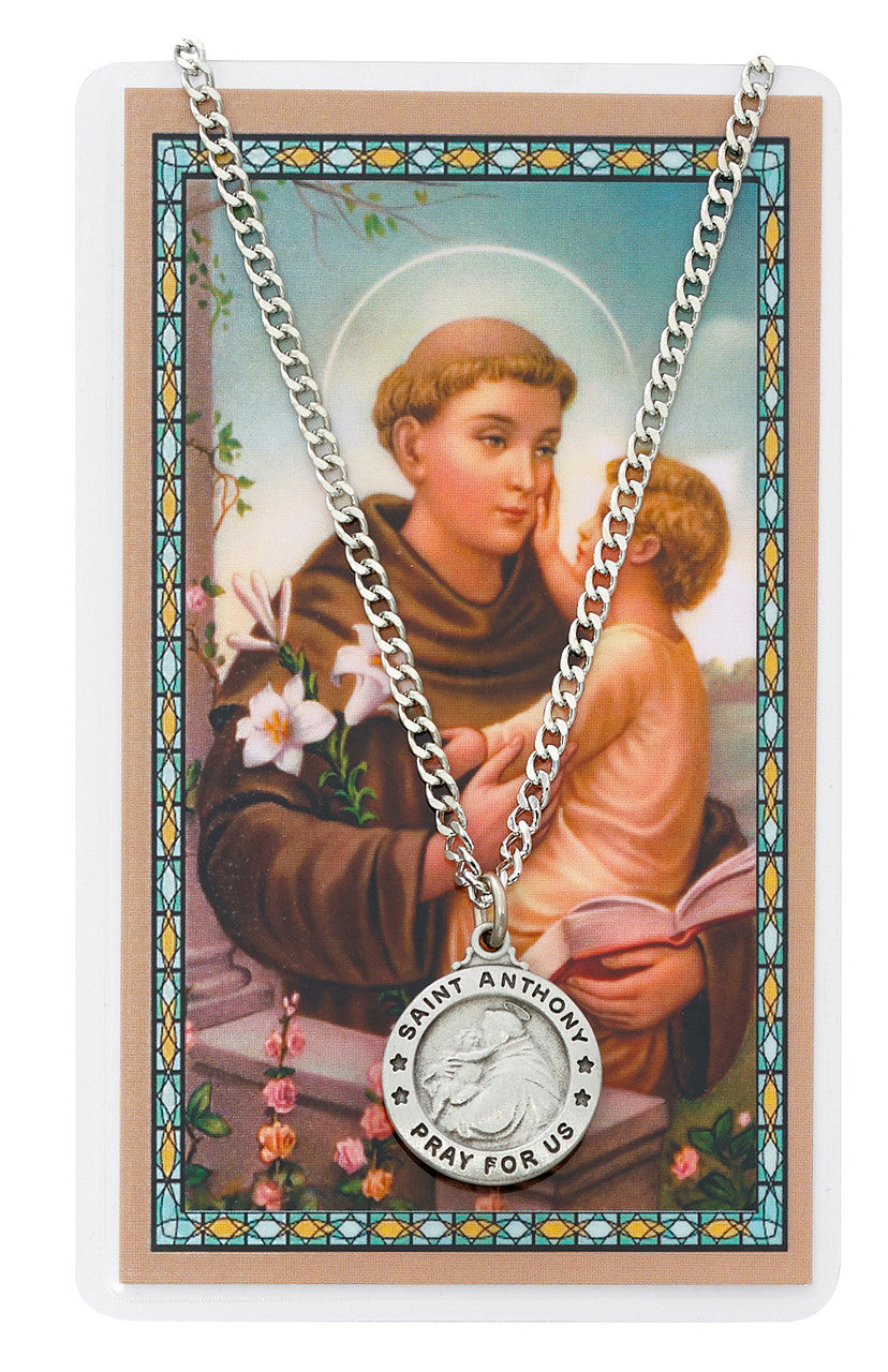 ST ANTHONY PRAYER CARD SET INCLUDES 24" SILVERTONE CHAIN