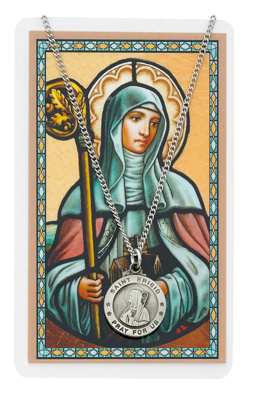 ST BRIGID PRAYER CARD SET INCLUDES 18" SILVERTONE CHAIN