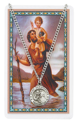 ST CHRISTOPHER PRAYER CARD SET INCLUDES 24" SILVERTONE CHAIN