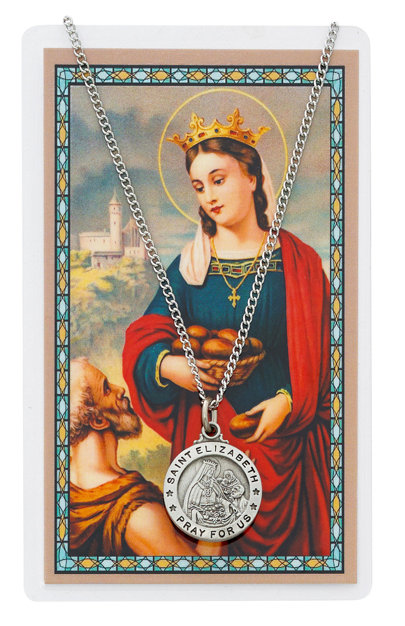 ST ELIZABETH PRAYER CARD SET INCLUDES 18" SILVERTONE CHAIN